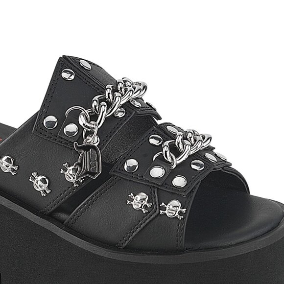 Skull Chain Platform Chunky Slide Sandals - Picture 2 of 5